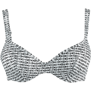 Donne Tops Stampato - Top bikini donna con ferretto Modernist Fish, Bianco front Donne Tops Stampato - Top bikini donna con ferretto Modernist Fish, Bianco front