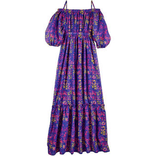 Women Others Printed - Women Off-the-shoulder cotton long Dress Phuket, Sea blue front Women Others Printed - Women Off-the-shoulder cotton long Dress Phuket, Sea blue front