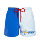 Uomo Classico Ricamato - Costume da bagno uomo con squalo multicolore Vilebrequin ricamato e applicato - Vilebrequin x JCC+ - Edizione limitata, Bianco vista frontale