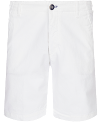 Men Others Solid - Men Cotton Bermuda Shorts Solid, White front view