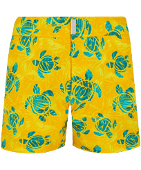 Men Stretch classic Printed - Men Flat Belt Stretch Swim Trunk Turtles Madrague, Yellow front view