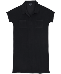 Women Others Solid - Women Terry Polo Dress Solid, Black front view