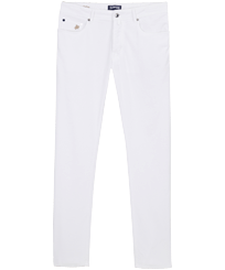 Pantalón recto de terciopelo con cinco bolsillos para hombre Blanco vista frontal