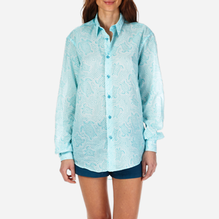 Camicie Stampato - Camicia unisex in voile di cotone Hypnotic Turtles, Laguna supp4 Camicie Stampato - Camicia unisex in voile di cotone Hypnotic Turtles, Laguna supp4