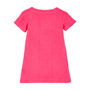 Niñas Autros Liso - Vestido en lino de color liso para niña, Cherry blossom back Niñas Autros Liso - Vestido en lino de color liso para niña, Cherry blossom back