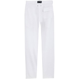 Hombre Autros Liso - Pantalones de corte recto en lino de color liso para hombre, Blanco vista trasera