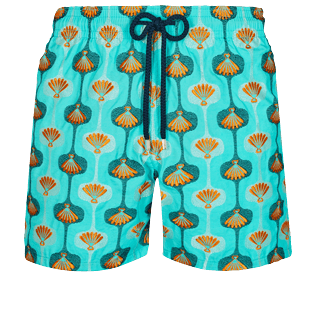 Men Classic Embroidered - Men Swim Trunks Embroidered Shell 70' - Limited Edition, Lazulii blue front view