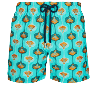 Men Classic Embroidered - Men Swim Trunks Embroidered Shell 70' - Limited Edition, Lazulii blue front Men Classic Embroidered - Men Swim Trunks Embroidered Shell 70' - Limited Edition, Lazulii blue front