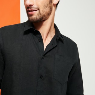 Homme AUTRES Uni - Chemise en Lin homme unie, Noir supp2 Homme AUTRES Uni - Chemise en Lin homme unie, Noir supp2
