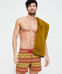 Hombre Autros Liso - Toalla de playa de color liso y en algodón orgánico, Corteza vista frontal desgastada