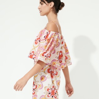 Damen Andere Bedruckt - Schulterfreies Kaleidoscope Kleid für Damen, Camellia Details Ansicht 3