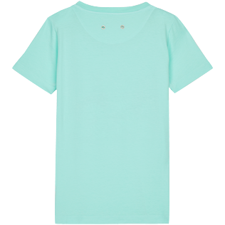 Damen Andere Bedruckt - Marguerites T-Shirt aus Baumwolle für Damen, Lagune Rückansicht