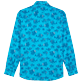 Andere Bedruckt - 2018 Prehistoric Fish Unisex Sommerhemd aus Baumwollvoile, Aquamarin blau Rückansicht