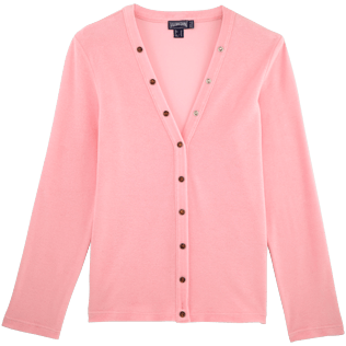 Women 009 Solid - Women Terry Cloth Cardigan Sweaters Solid, Peony front Women 009 Solid - Women Terry Cloth Cardigan Sweaters Solid, Peony front