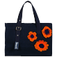 Others Embroidered - Large Beach Bag Fleurs 3D, Navy front view
