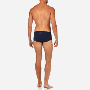 Hombres Corte Corto Liso - Bañador slip Tuxedo con estampado Smoking, Azul marino backworn Hombres Corte Corto Liso - Bañador slip Tuxedo con estampado Smoking, Azul marino backworn