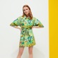 Women Others Printed - Women Linen Shirt Dress Jungle Rousseau, Ginger front worn view