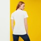 Women Others Solid - Women Cotton Vilebrequin Rhinestone T-shirt, Off white back worn view