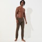Men Others Solid - Men 5-Pockets Pants Solid, Brown front worn view