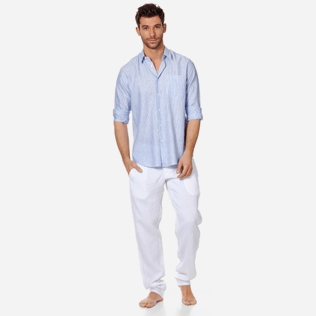 Homme Chemises Graphique - Chemise en Lin Rayée, Bleu ciel supp3 Homme Chemises Graphique - Chemise en Lin Rayée, Bleu ciel supp3