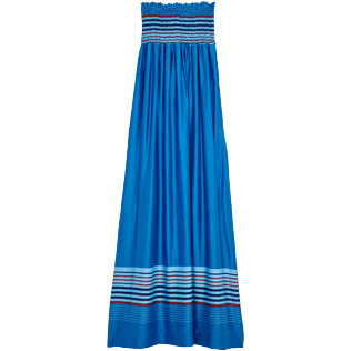 Robe De Plage En Viscose Et Soie Femme Rayures Bleues