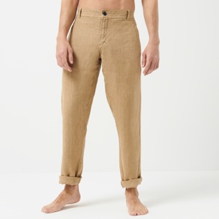 Uomo Altri Unita - Pantaloni uomo in lino Natural Dye, Nuts dettagli vista 1