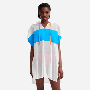 Women Others Printed - Women sleeveless hoddy cover-up mesh - Vilebrequin x JCC+ - Limited Edition, White frontworn Women Others Printed - Women sleeveless hoddy cover-up mesh - Vilebrequin x JCC+ - Limited Edition, White frontworn