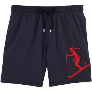 Hombres Corte Clásico Bordado - Bañador con bordado Ski Resort, Azul marino front Hombres Corte Clásico Bordado - Bañador con bordado Ski Resort, Azul marino front