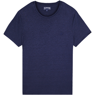 Men Others Solid - Men Linen Jersey T-Shirt Solid, Navy front Men Others Solid - Men Linen Jersey T-Shirt Solid, Navy front