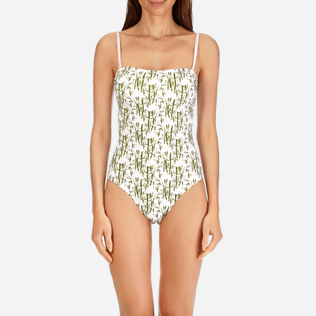 Women One Piece Printed - Women Bustier One Piece Swimsuit Bamboo Song, Peony supp1 Women One Piece Printed - Women Bustier One Piece Swimsuit Bamboo Song, Peony supp1