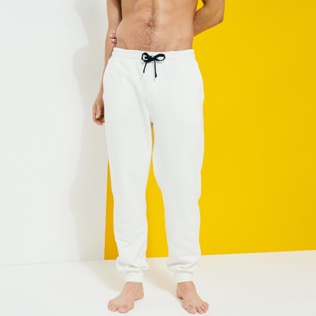 Uomo Altri Unita - Pantaloni da jogging uomo in cotone tinta unita, Off white dettagli vista 2