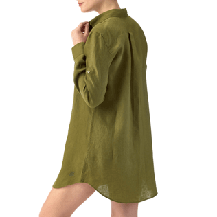 Donna Altri Unita - Camicia lunga in lino, Cachi backworn Donna Altri Unita - Camicia lunga in lino, Cachi backworn