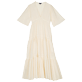 Damen Andere Uni - Mittellanges Solid Kleid aus Baumwolle für Damen, Chalk Vorderansicht