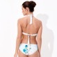 Women Underwire Printed - Women Halter Bikini Top Belle Des Champs, Soft blue back worn view