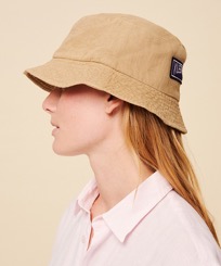Others Solid - Unisex Bucket Hat Natural Dye, Nuts front worn view