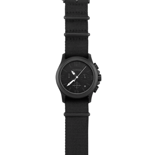 050 Liso - Reloj crono con caja de acero inoxidable y correa de nailon, Negro front 050 Liso - Reloj crono con caja de acero inoxidable y correa de nailon, Negro front
