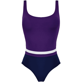 Damen Einteiler Bedruckt - Reverso Badeanzug mit Rundhalsausschnitt für Damen, Marineblau front Damen Einteiler Bedruckt - Reverso Badeanzug mit Rundhalsausschnitt für Damen, Marineblau front