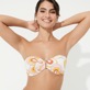 Women Bandeau Printed - Women Bandeau Bikini Top Kaleidoscope, Camellia back worn view