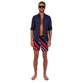 Men Blue Diagonal Stripes Look, front Men Blue Diagonal Stripes Look, front