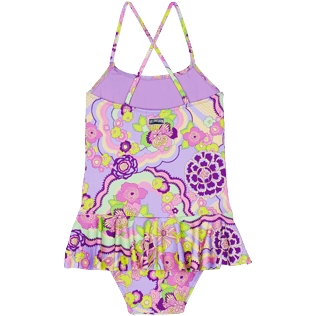 Mädchen Einteiler Bedruckt - Rainbow Flowers Badeanzug für Mädchen, Cyclamen Rückansicht