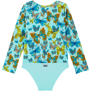 Girls Fitted Printed - Girls One-piece Rashguard Butterflies, Lagoon back view