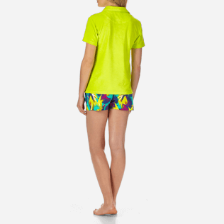 Women Others Solid - Women Terry Cloth Polo shirt Solid, Chartreuse backworn Women Others Solid - Women Terry Cloth Polo shirt Solid, Chartreuse backworn