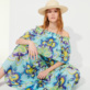 Damen Andere Bedruckt - Schulterfreies Kaleidoscope Kleid aus Baumwolle für Damen, Lagune Details Ansicht 3