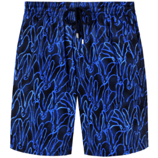 Hombre Clásico largon Estampado - Bañador largo elástico con estampado Vilebrequin x Hunt Slonem Gershwin para hombre, Azul marino front Hombre Clásico largon Estampado - Bañador largo elástico con estampado Vilebrequin x Hunt Slonem Gershwin para hombre, Azul marino front