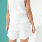 Mujer Autros Bordado - Camisa de manga corta de lino con bordado inglés para mujer, Blanco detalles vista 4