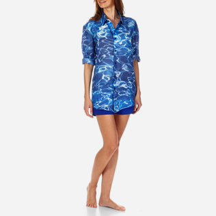 Camisetas Estampado - Camisa de lino con estampado Splash unisex, Azul neptuno supp4 Camisetas Estampado - Camisa de lino con estampado Splash unisex, Azul neptuno supp4