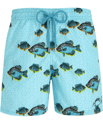 Herren Klassische Bedruckt - Men Swimwear Graphic Fish - Vilebrequin x La Samanna, Lazulii blue Vorderansicht
