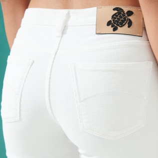 Femme AUTRES Uni - Pantalon en velours coupe Slim femme uni, Blanc vue de détail 1