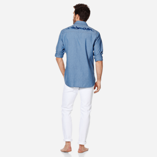 Hombre Autros Liso - Camisa de algodón con logotipo de Vilebrequin retro para hombre, Dark denim w1 supp4 Hombre Autros Liso - Camisa de algodón con logotipo de Vilebrequin retro para hombre, Dark denim w1 supp4