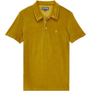 Men Others Solid - Men Terry Polo Solid, Bark front view